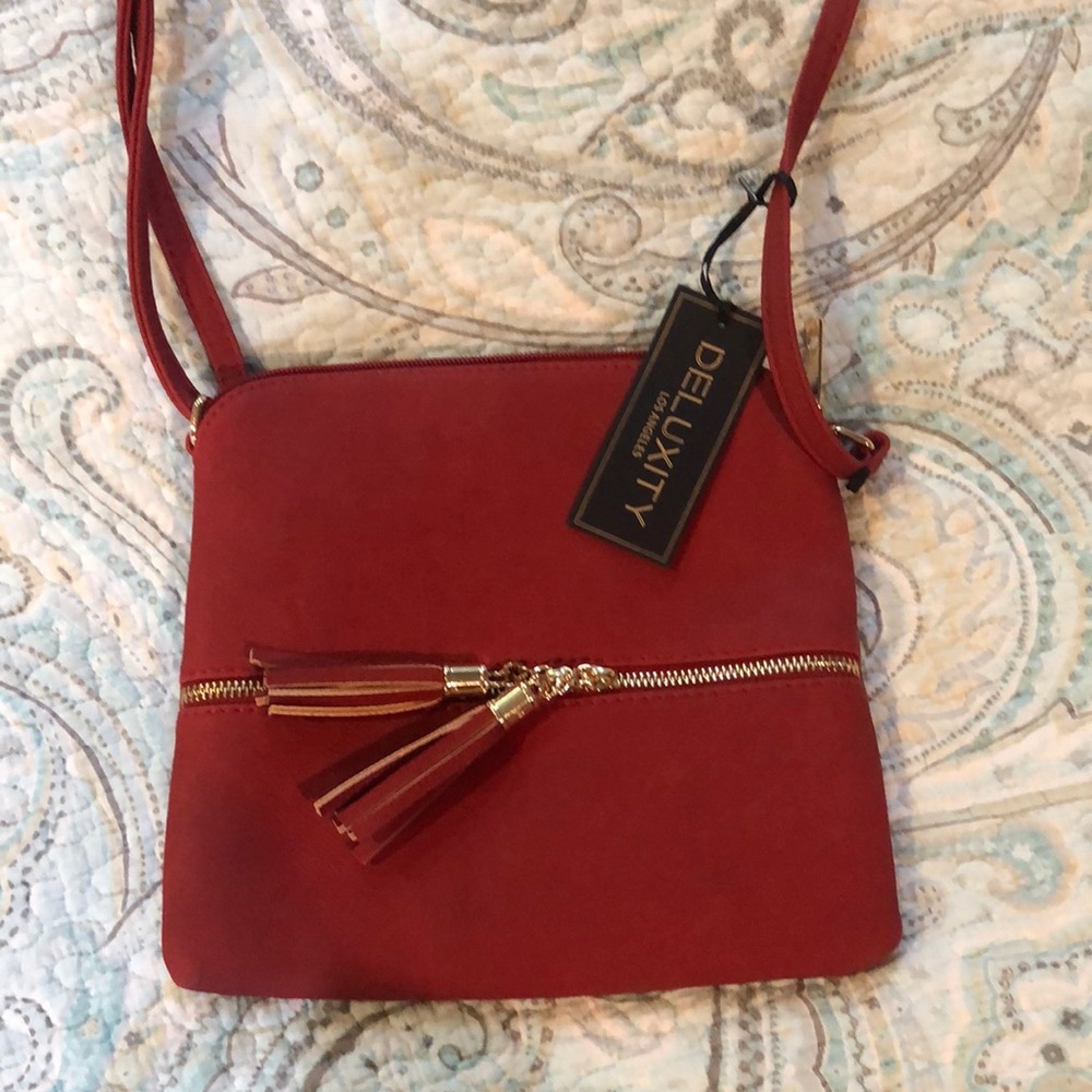 Deluxity Los Angeles Brick Red Shoulder Purse, NWT